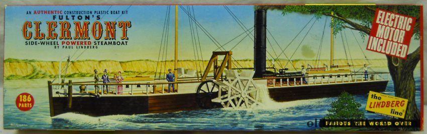 Lindberg 1/96 Fulton's Clermont Side-Wheel Powered Steamboat Motorized, 708M-269 plastic model kit